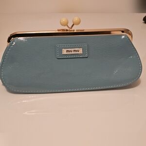 Miu Miu (GWP)Blue Clutch Bag w/ Gold Chain Strap